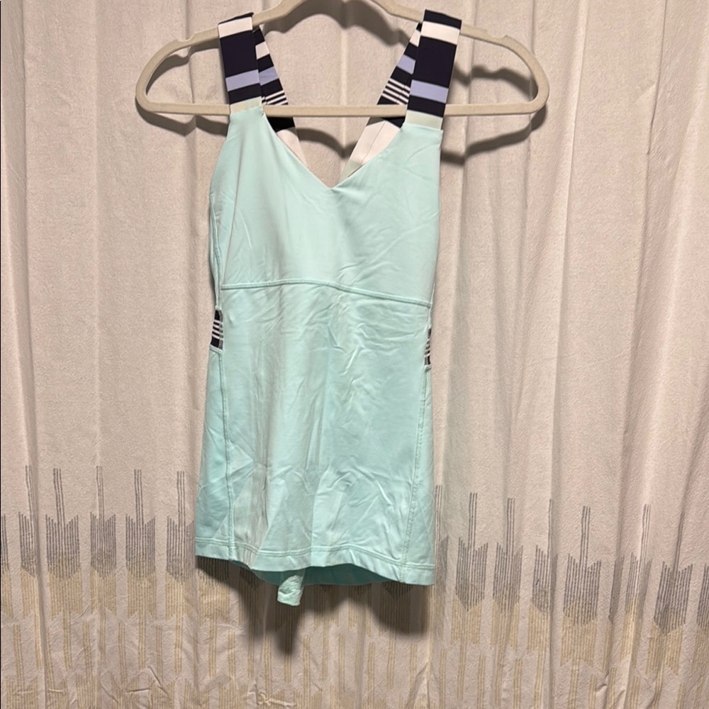 Soft Teal Blue Tank Top with built in bra